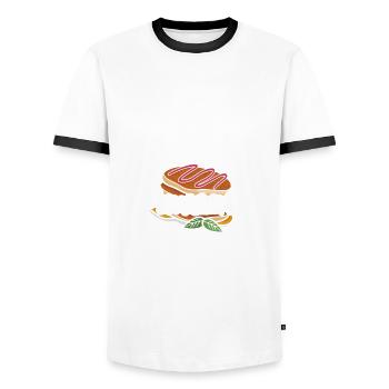 Funny Pancake Lover Gift - Men's Ringer Shirt - white/black - Front - AI Model Female 172 light (172cm) & AI Model Male 178 dark (178cm)