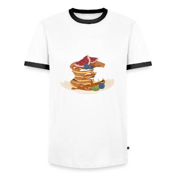 Funny Pancake Lover Gift - Men's Ringer Shirt - white/black - Front - AI Model Female 172 light (172cm) & AI Model Male 178 dark (178cm)