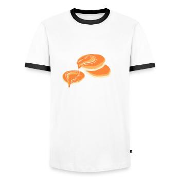 Funny Pancake Lover Gift - Men's Ringer Shirt - white/black - Front - AI Model Female 172 light (172cm) & AI Model Male 178 dark (178cm)