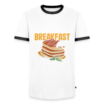 Funny Pancake Lover Gift - Men's Ringer Shirt - white/black - Front - AI Model Female 172 light (172cm) & AI Model Male 178 dark (178cm)