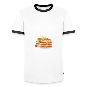 Funny Pancake Lover Gift - Men's Ringer Shirt - white/black - Front - AI Model Female 172 light (172cm) & AI Model Male 178 dark (178cm)