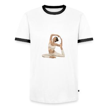 Croyez-moi, je suis instructeur de Pilates - T-shirt contrasté Homme - blanc/noir - Devant - AI Model Female 172 light (172cm) & AI Model Male 178 dark (178cm)