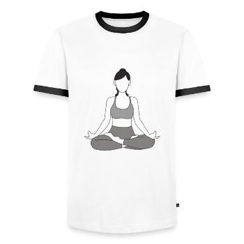 Le Pilates m’appelle et je dois y aller - T-shirt contrasté Homme - blanc/noir - Devant - AI Model Female 172 light (172cm) & AI Model Male 178 dark (178cm)