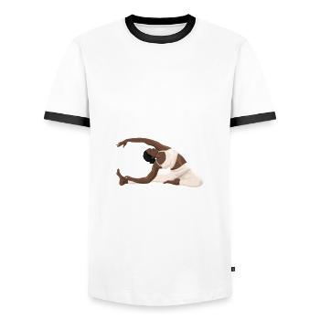 Pas de pleurs pendant le Pilates - T-shirt contrasté Homme - blanc/noir - Devant - AI Model Female 172 light (172cm) & AI Model Male 178 dark (178cm)