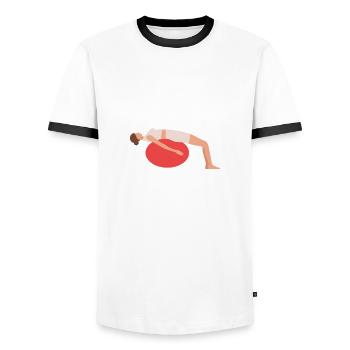 On ne vieillit pas à cause du Pilates - T-shirt contrasté Homme - blanc/noir - Devant - AI Model Female 172 light (172cm) & AI Model Male 178 dark (178cm)