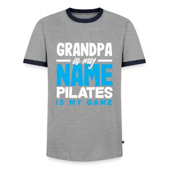Pilates Grandpa est mon nom mon jeu - T-shirt contrasté Homme - gris/marine  - Devant - AI Model Female 172 light (172cm) & AI Model Male 178 light (178cm)