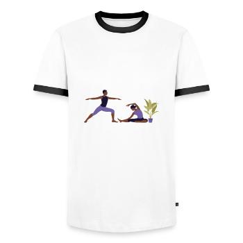 Pilates Couple Stay Strong Together - Men's Ringer Shirt - white/black - Front - AI Model Female 172 light (172cm) & AI Model Male 178 dark (178cm)