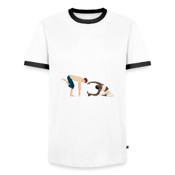Pilates Buddy J’ai épousé le mien - T-shirt contrasté Homme - blanc/noir - Devant - AI Model Female 172 light (172cm) & AI Model Male 178 dark (178cm)