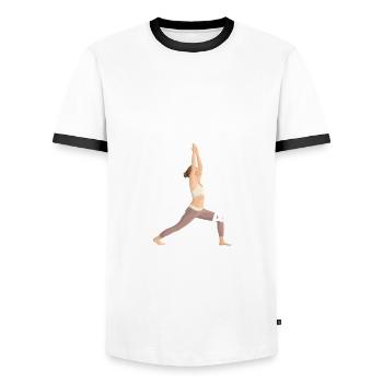 Attention Pilates Anytime Thème - T-shirt contrasté Homme - blanc/noir - Devant - AI Model Female 172 light (172cm) & AI Model Male 178 dark (178cm)