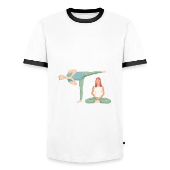 I love it when we do Pilates together - Men's Ringer Shirt - white/black - Front - AI Model Female 172 light (172cm) & AI Model Male 178 dark (178cm)