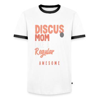 Lancer du disque Athlète Cadeau d’athlète - T-shirt contrasté Homme - blanc/noir - Devant - AI Model Female 172 light (172cm) & AI Model Male 178 dark (178cm)