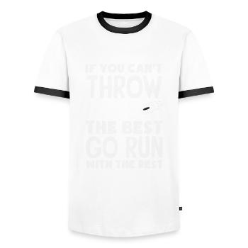 Lancer du disque Athlète Cadeau d’athlète - T-shirt contrasté Homme - blanc/noir - Devant - AI Model Female 172 light (172cm) & AI Model Male 178 dark (178cm)