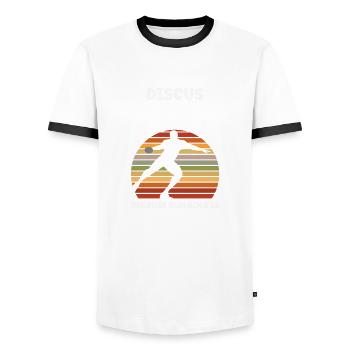 Lancer du disque Athlète Cadeau d’athlète - T-shirt contrasté Homme - blanc/noir - Devant - AI Model Female 172 light (172cm) & AI Model Male 178 dark (178cm)
