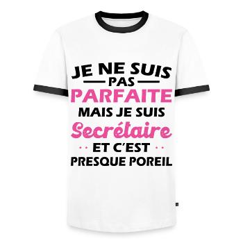 Pas Parfaite mais Je suis Secrétaire Femme Cadeau - T-shirt contrasté Homme - blanc/noir - Devant - AI Model Female 172 light (172cm) & AI Model Male 178 dark (178cm)