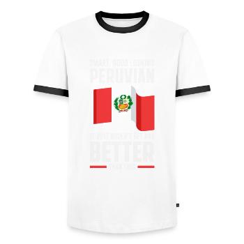 Peru Peruvian Gift - Men's Ringer Shirt - white/black - Front - AI Model Female 172 light (172cm) & AI Model Male 178 dark (178cm)