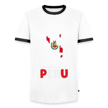 Peru Peruvian Gift - Men's Ringer Shirt - white/black - Front - AI Model Female 172 light (172cm) & AI Model Male 178 dark (178cm)