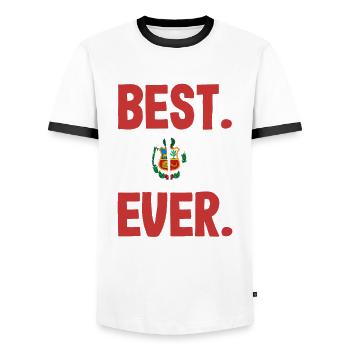 Pérou Cadeau péruvien - T-shirt contrasté Homme - blanc/noir - Devant - AI Model Female 172 light (172cm) & AI Model Male 178 dark (178cm)