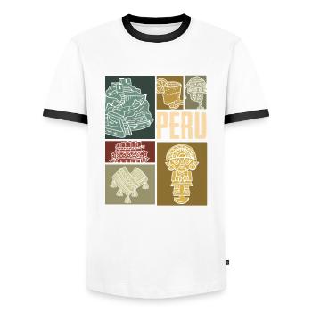 Peru Peruvian Gift - Men's Ringer Shirt - white/black - Front - AI Model Female 172 light (172cm) & AI Model Male 178 dark (178cm)
