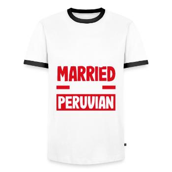 Peru Peruvian Gift - Men's Ringer Shirt - white/black - Front - AI Model Female 172 light (172cm) & AI Model Male 178 dark (178cm)