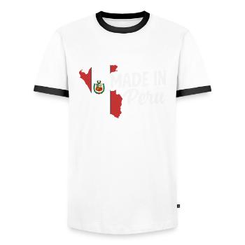 Pérou Cadeau péruvien - T-shirt contrasté Homme - blanc/noir - Devant - AI Model Female 172 light (172cm) & AI Model Male 178 dark (178cm)