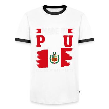Pérou Cadeau péruvien - T-shirt contrasté Homme - blanc/noir - Devant - AI Model Female 172 light (172cm) & AI Model Male 178 dark (178cm)