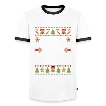 Il fait trop chaud pour les pulls de Noël moches - T-shirt contrasté Homme - blanc/noir - Devant - AI Model Female 172 light (172cm) & AI Model Male 178 dark (178cm)