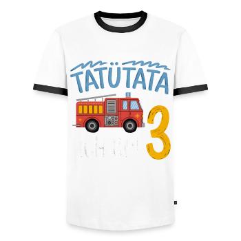 3e anniversaire de la brigade de pompiers de Tatütata - T-shirt contrasté Homme - blanc/noir - Devant - AI Model Female 172 light (172cm) & AI Model Male 178 dark (178cm)
