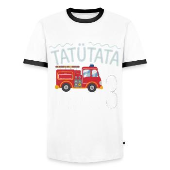3e anniversaire de la brigade de pompiers de Tatütata - T-shirt contrasté Homme - blanc/noir - Devant - AI Model Female 172 light (172cm) & AI Model Male 178 dark (178cm)