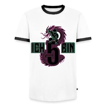 Ich Bin 5 Ninja Geburtstagsshirt - Männer Kontrast-T-Shirt - Weiß/Schwarz - Vorne - AI Model Female 172 light (172cm) & AI Model Male 178 dark (178cm)