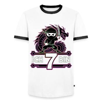 Ich Bin 7 Ninja Geburtstagsshirt - Männer Kontrast-T-Shirt - Weiß/Schwarz - Vorne - AI Model Female 172 light (172cm) & AI Model Male 178 dark (178cm)