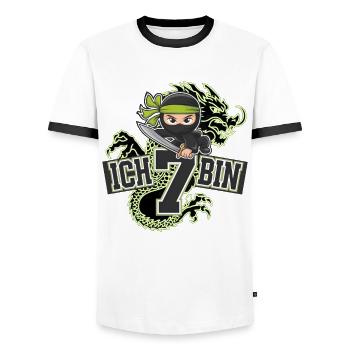 Ich Bin 7 Ninja Geburtstagsshirt - Men's Ringer Shirt - white/black - Front - AI Model Female 172 light (172cm) & AI Model Male 178 dark (178cm)