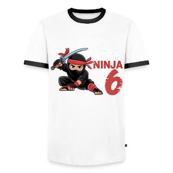 Dieser kleine Ninja ist 6 Geburtstagsshirt - Männer Kontrast-T-Shirt - Weiß/Schwarz - Vorne - AI Model Female 172 light (172cm) & AI Model Male 178 dark (178cm)