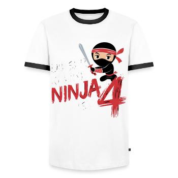 Dieser kleine Ninja ist 4 Geburtstagsshirt - Männer Kontrast-T-Shirt - Weiß/Schwarz - Vorne - AI Model Female 172 light (172cm) & AI Model Male 178 dark (178cm)