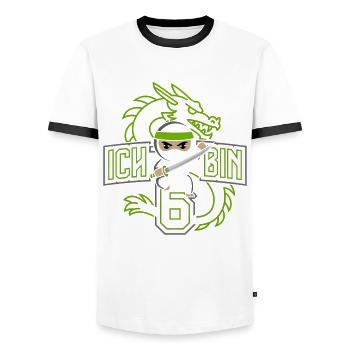 Ich Bin 6 Ninja Geburtstagsshirt - Männer Kontrast-T-Shirt - Weiß/Schwarz - Vorne - AI Model Female 172 light (172cm) & AI Model Male 178 dark (178cm)