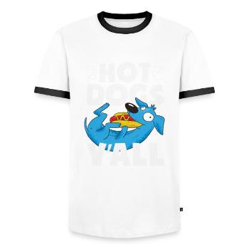 Hot Dog Fun for Dog Lovers - Men's Ringer Shirt - white/black - Front - AI Model Female 172 light (172cm) & AI Model Male 178 dark (178cm)