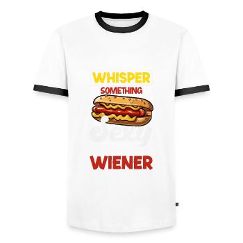 Sexy Hot Dog Whisper Something Viennese - Men's Ringer Shirt - white/black - Front - AI Model Female 172 light (172cm) & AI Model Male 178 dark (178cm)