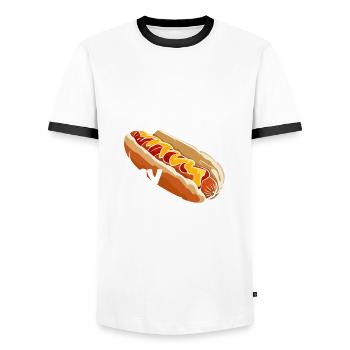 Schau Mal Mein Riesen Hot Dog - Männer Kontrast-T-Shirt - Weiß/Schwarz - Vorne - AI Model Female 172 light (172cm) & AI Model Male 178 dark (178cm)