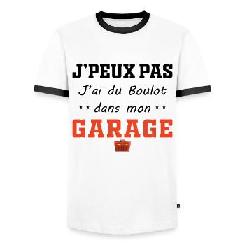 I can't I have a job at the handyman dad garage - Men's Ringer Shirt - white/black - Front - AI Model Female 172 light (172cm) & AI Model Male 178 dark (178cm)