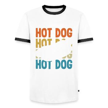 Vintage Hot Dog Design for Lovers - Men's Ringer Shirt - white/black - Front - AI Model Female 172 light (172cm) & AI Model Male 178 dark (178cm)