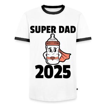 Super Dad 2025 - Männer Kontrast-T-Shirt - Weiß/Schwarz - Vorne - AI Model Female 172 light (172cm) & AI Model Male 178 dark (178cm)