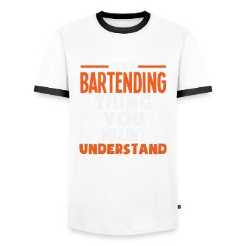 Lustiger Barkeeper Spruch Barkeeper Geschenk - Männer Kontrast-T-Shirt - Weiß/Schwarz - Vorne - AI Model Female 172 light (172cm) & AI Model Male 178 dark (178cm)