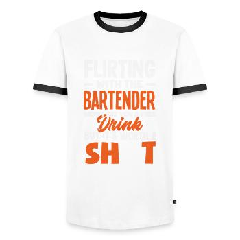 Funny Bartender Saying Bartender Gift - Men's Ringer Shirt - white/black - Front - AI Model Female 172 light (172cm) & AI Model Male 178 dark (178cm)