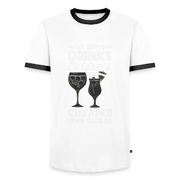 Funny Bartender Saying Bartender Gift - Men's Ringer Shirt - white/black - Front - AI Model Female 172 light (172cm) & AI Model Male 178 dark (178cm)