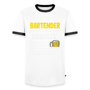 Funny Bartender Saying Bartender Gift - Men's Ringer Shirt - white/black - Front - AI Model Female 172 light (172cm) & AI Model Male 178 dark (178cm)