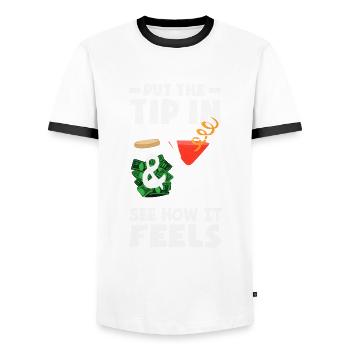 Funny Bartender Saying Bartender Gift - Men's Ringer Shirt - white/black - Front - AI Model Female 172 light (172cm) & AI Model Male 178 dark (178cm)