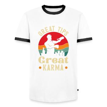 Funny Bartender Saying Bartender Gift - Men's Ringer Shirt - white/black - Front - AI Model Female 172 light (172cm) & AI Model Male 178 dark (178cm)
