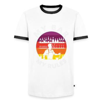 Funny Bartender Saying Bartender Gift - Men's Ringer Shirt - white/black - Front - AI Model Female 172 light (172cm) & AI Model Male 178 dark (178cm)