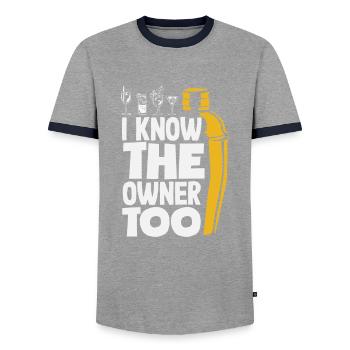 Lustiger Barkeeper Spruch Barkeeper Geschenk - Männer Kontrast-T-Shirt - Grau/Navy  - Vorne - AI Model Female 172 light (172cm) & AI Model Male 178 light (178cm)