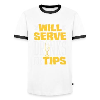 Funny Bartender Saying Bartender Gift - Men's Ringer Shirt - white/black - Front - AI Model Female 172 light (172cm) & AI Model Male 178 dark (178cm)