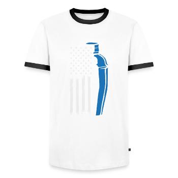 Funny Bartender Saying Bartender Gift - Men's Ringer Shirt - white/black - Front - AI Model Female 172 light (172cm) & AI Model Male 178 dark (178cm)